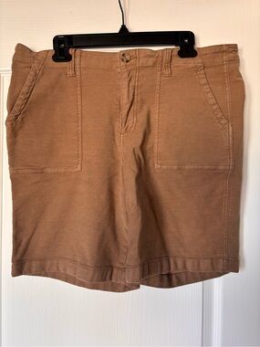 Kut from the Kloth High rise brown dyed Denim Shorts 8” inseam women’s size 16